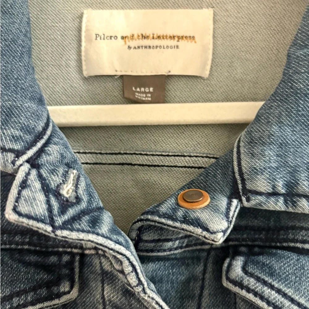 Anthropologie Pilcro and The Letterpress Blue Jean Cropped Denim Jacket - Picture 4 of 4